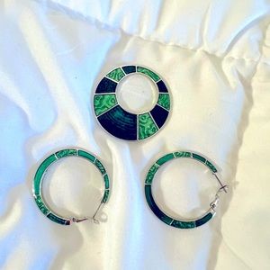 Lia Sophia earring and slide. Earrings have enamel design on both sides. EUC.
